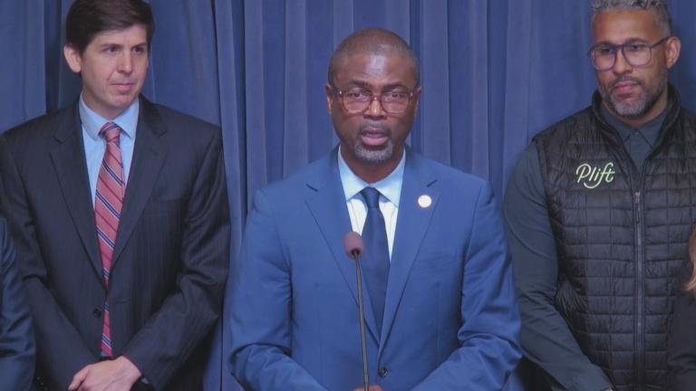 State Rep. La Shawn Ford speaks at a news conference on May 7, 2024. (WTTW News)