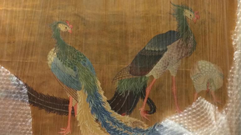 Three original Japanese sliding door paintings from the 1893 World’s Columbian Exposition were discovered in a Park District storage facility (Photo c/o city of Chicago)