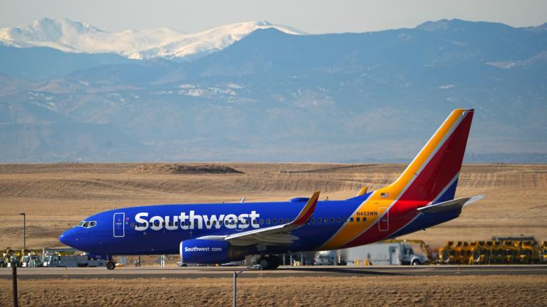 Southwest Airlines jetliner taxis down a runway for take off at Denver International Airport, Tuesday, Dec. 24, 2024, in Denver. (David Zalubowski / AP Photo)
