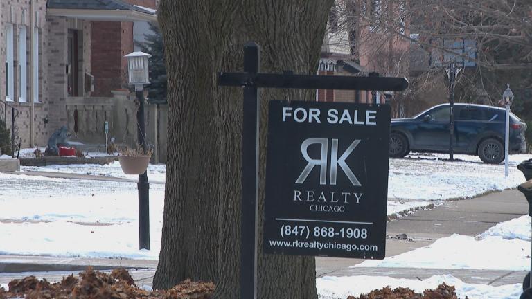 A home sale sign is picture on Dec. 27, 2022. (WTTW News)