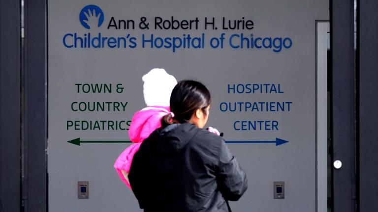 FILE - Lurie Children’s Hospital sign is seen at the hospital as patients walk in, Feb. 5, 2024, in Skokie, Ill. (Nam Y. Huh / AP Photo, File)