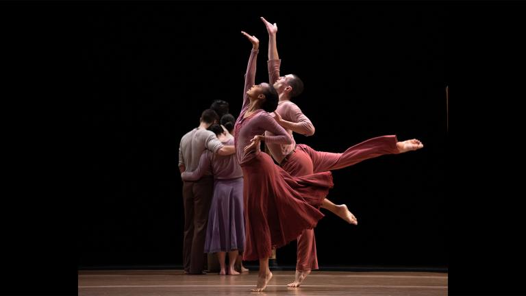 Hubbard Street Dancers Kevin J. Shannon, Alyssa Allen, Alysia Johnson, and Andrew Murdock performing “Jardi Tancat” by Nacho Duato. (Photo by Michelle Reid)