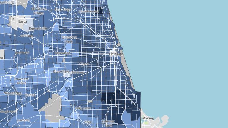 A map displays data confirmed cases of COVID-19 by zip code. (Illinois Department of Public Health)