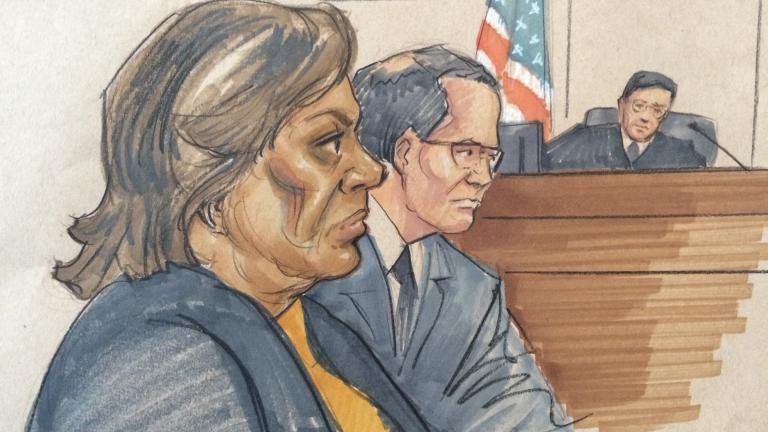 Courtroom sketch of Barbara Byrd-Bennett (Thomas Gianni)