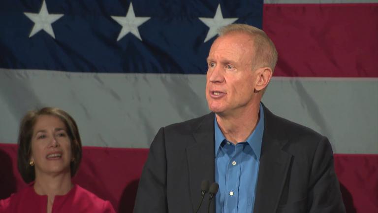 Gov. Bruce Rauner delivers his concession speech on Nov. 6, 2018 after being defeated in the general election by Democrat J.B. Pritzker.