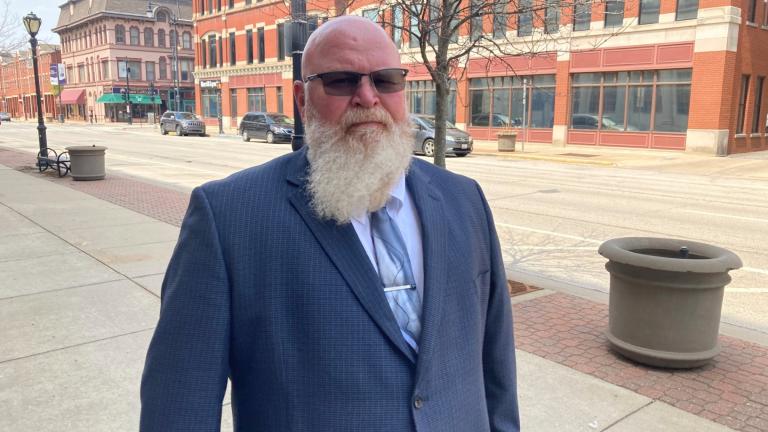 Former Illinois Correctional Lt. Todd Sheffler returns to federal court in Springfield, Ill., on April 21, 2022. (AP Photo / John O’Connor, File)