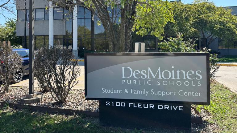Des Moines, Iowa, school's administrative offices are shown Friday, Sept. 26, 2025. (AP Photo / Scott McFetridge)