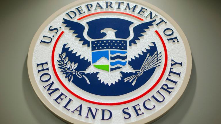 The Department of Homeland Security logo during a news conference in Washington, Feb. 25, 2015. (AP Photo / Pablo Martinez Monsivais, File)