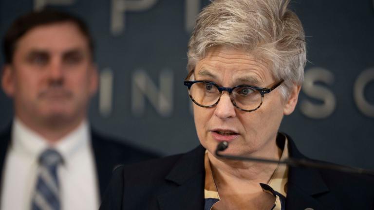 Hennepin County Attorney Mary Moriarty speaks during a news conference at the Hennepin County Government Center on Aug. 14, 2025, in Minneapolis. (Renée Jones Schneider / Star Tribune via AP, File)