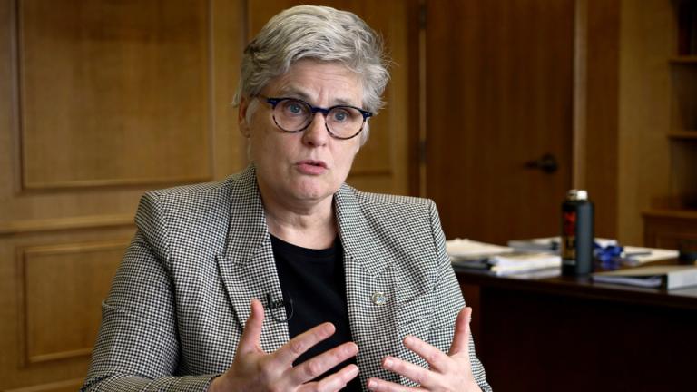 Hennepin County Attorney Mary Moriarty explains her progressive approach to prosecutions, June 19, 2024, at her office in Minneapolis, Minn. (AP Photo / Mark Vancleave, File)