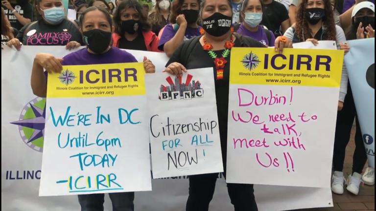 Thousands of immigrant-rights advocates, including some with Illinois organizations, protest in Washington, Sept. 23, 2021. (Courtesy Illinois Coalition for Immigrant and Refugee Rights) 
