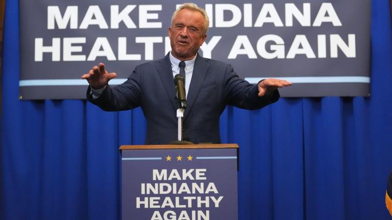 U.S. Health and Human Services Secretary Robert F. Kennedy, Jr speaks during a Make Indiana Healthy Again initiative event in Indianapolis, Tuesday, April 15, 2025. (AP Photo / Michael Conroy)