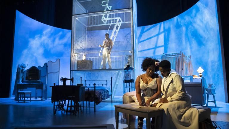 At the “Intimate Apparel’s” center is Esther (Mildred Marie Langford), a gifted seamstress, who fashions elaborate corsets for a wide range of women. (Credit: Liz Lauren)