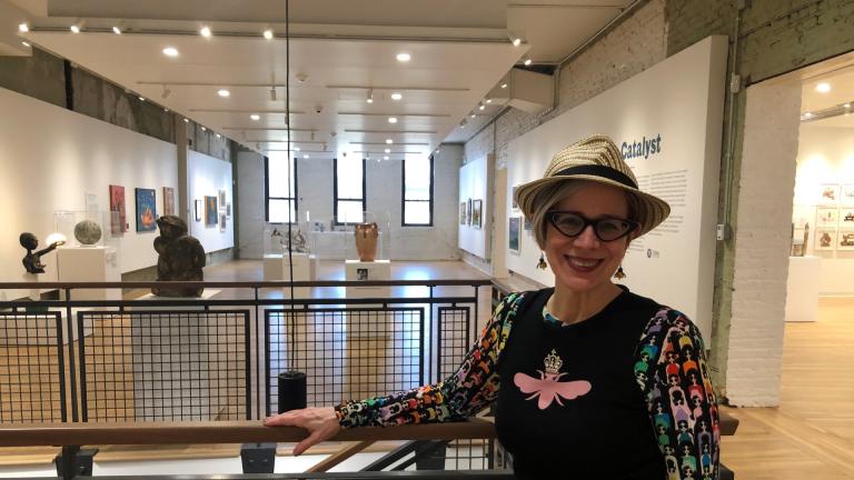Intuit Art Museum President and CEO Debra Kerr is pictured in the soon-to-open new space. (Marc Vitali / WTTW News)