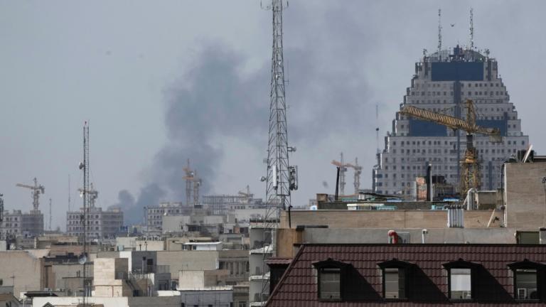 Smoke rises on the skyline after an explosion in Tehran, Iran, Saturday, Feb. 28, 2026.(AP Photo / Vahid Salemi)