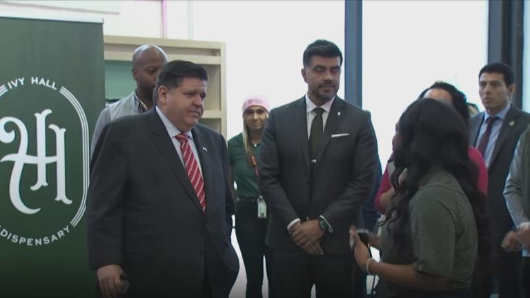 Gov. J.B. Pritzker at the opening of Ivy Hall Dispensary in Bucktown on Dec. 7, 2022.