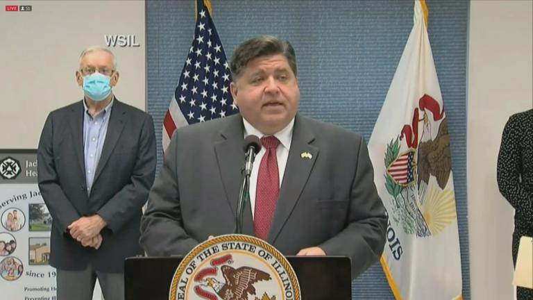Gov. J.B. Pritzker gives an update Monday, Oct. 19, 2020 on the spread of the coronavirus in the state. (WTTW News)