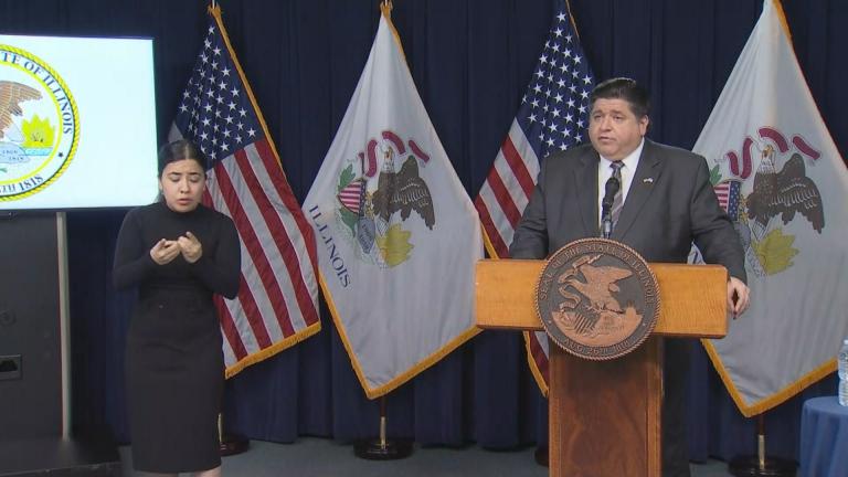 Gov. J.B. Pritzker speaks Wednesday, Nov. 4, 2020 during a press conference. (WTTW News)