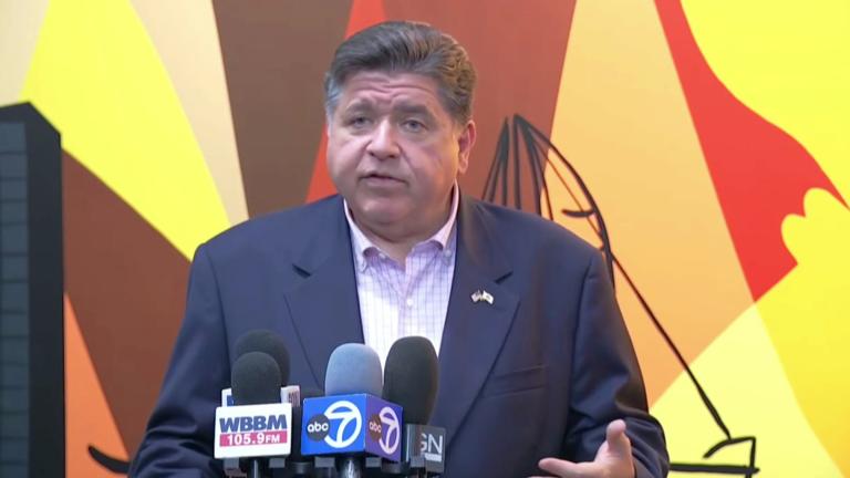 Gov. JB Pritzker addresses the news media on Wednesday, Sept. 3, 2025. (WTTW News)