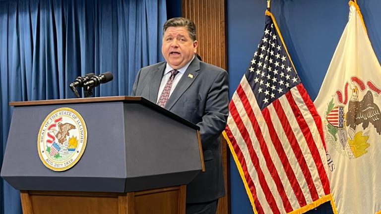 Gov. J.B. Pritzker addresses reporters on Nov. 7, 2024. (Amanda Vinicky / WTTW News)