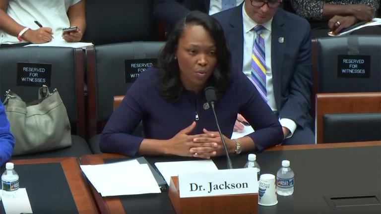 CPS CEO Janice Jackson speaks before the House of Representatives’ Subcommittee on Early Childhood, Elementary and Secondary Education in Washington D.C., on Wednesday, Sept. 11, 2019. (Credit: House Committee on Education and Labor) CPS CEO Janice Jackson speaks before the House of Representatives’ Subcommittee on Early Childhood, Elementary and Secondary Education in Washington D.C., on Wednesday, Sept. 11, 2019. (Credit: House Committee on Education and Labor)