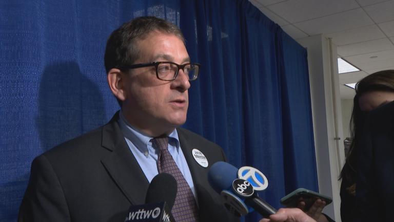 Jacob Meister, a Democratic candidate for Cook County circuit court clerk, speaks to reporters on Monday, Nov. 25, 2019. (WTTW News)