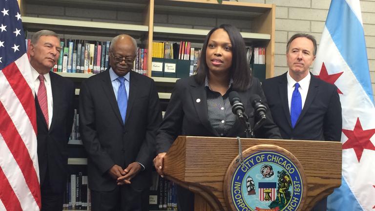 Janice Jackson speaks on July 16, 2015 after being named new chief education officer for Chicago Public Schools.