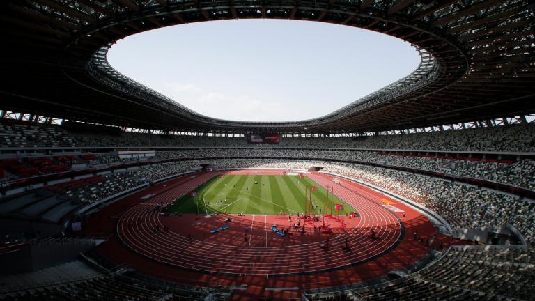 In this May 9, 2021, file photo, a general view of National Stadium during an athletics test event for the Tokyo 2020 Olympics Games in Tokyo. IOC officials say the Tokyo Olympics will open on July 23 and almost nothing now can stop the games from going forward. (AP Photo / Shuji Kajiyama, File)