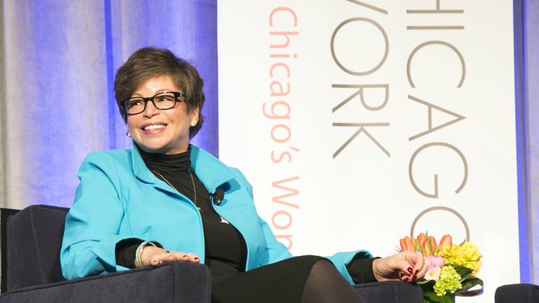 Valerie Jarrett speaks at the Chicago Network Women's annual Women in the Forefront lunch in 2017. (Courtesy of The Chicago Network) 