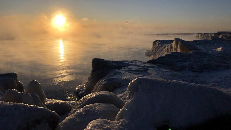 An icy Lake Michigan on Wednesday, Jan. 30. “I couldn’t resist an early morning walk,” said Chicago Tonight’s Jay Shefsky. (Jay Shefsky / Chicago Tonight)