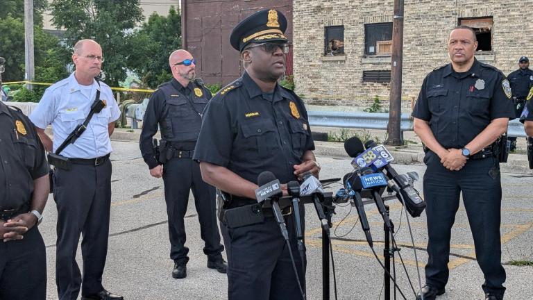 Milwaukee Police Chief Jeffrey Norman addressed the media hours after officers from Columbus, Ohio, fatally shot a man about a mile from the Republican National Convention site on July 16, 2024. (Matt Masterson / WTTW News)