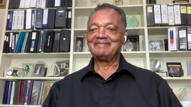 Rev. Jesse Jackson appears on “Chicago Tonight” via Zoom, Oct. 7, 2021. (WTTW News)