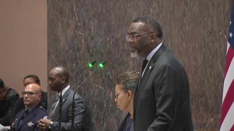 Chicago Mayor Brandon Johnson at the Dec. 19, 2025, Chicago City Council meeting. (WTTW News)