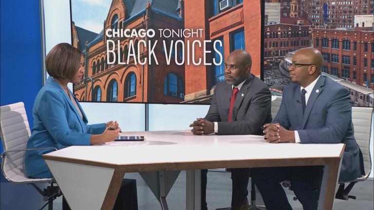 Joseph Mapp, Chicago’s director of reentry, and Deputy Mayor Garien Gatewood appear on “Chicago Tonight: Black Voices” on Jan. 22, 2025. (WTTW News) 