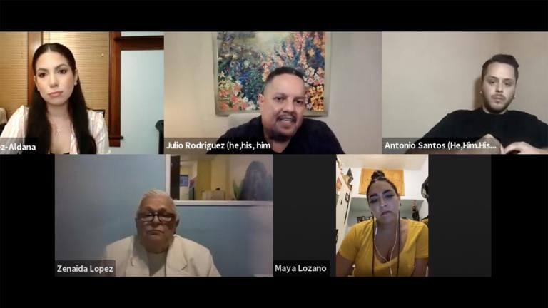 A screenshot from the “Latino Voices” community conversation on Monday, June 28, 2021. (WTTW News)
