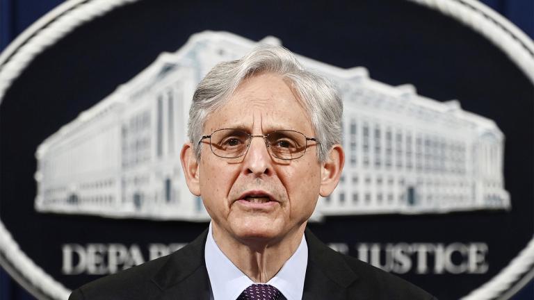 FILE - In this April 26, 2021, file photo Attorney General Merrick Garland speaks at the Department of Justice in Washington. (Mandel Ngan / Pool via AP) 