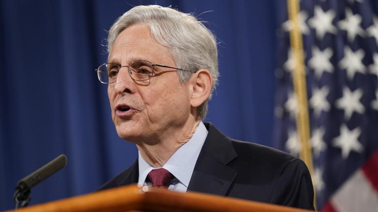 In this June 25, 2021 file photo, Attorney General Merrick Garland speaks during a news conference at the Department of Justice in Washington. (AP Photo / Patrick Semansky, File)