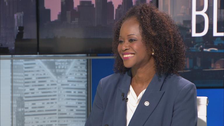  Northeastern Illinois University President Katrina Bell-Jordan appears on the Oct. 16, 2024, episode of “Chicago Tonight: Black Voices.” (WTTW News) 