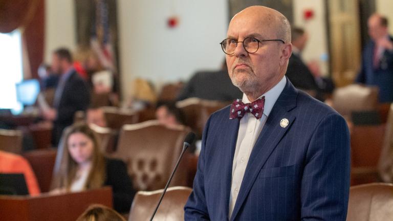 State Sen. Dave Koehler, D-Peoria, is pictured on the floor of the Illinois Senate in 2023. (Jerry Nowicki / Capitol News Illinois)