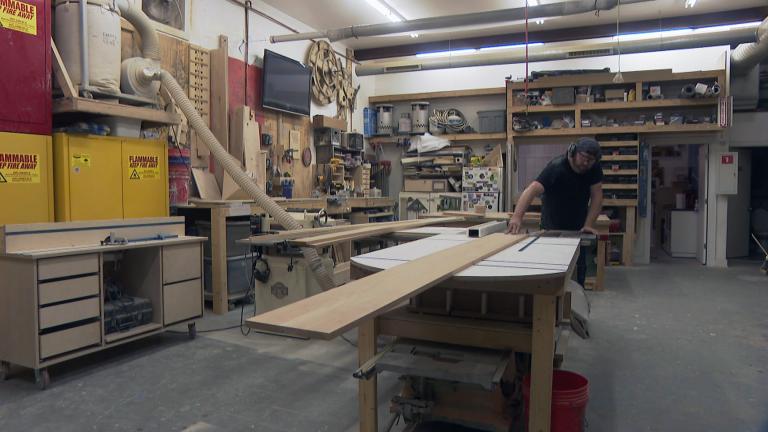 After the pandemic hit that woodworker Keith Skogstrom found himself nearly overwhelmed with orders for custom wooden furniture. (WTTW News)