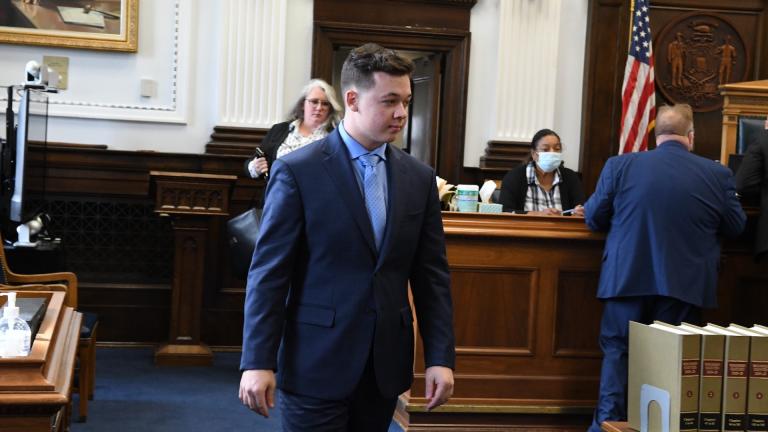 Kyle Rittenhouse appears at a pretrial hearing in Kenosha Circuit Court, Monday, Oct. 25, 2021, in advance of his trial which is scheduled to begin Nov. 1, in Kenosha, Wis. Rittenhouse shot three people, killing two of them, during a protest against police brutality in Kenosha in August 2020. (Mark Hertzberg/Pool Photo via AP)