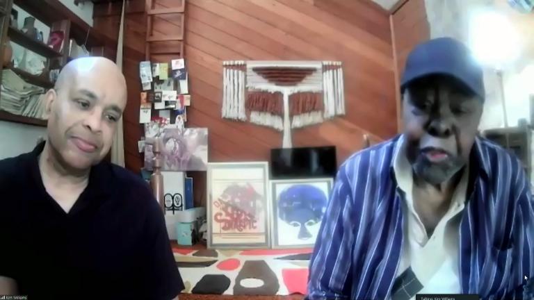 Kim Williams, left, and Jose Williams appear on “Black Voices” via Zoom on April 25, 2021. (WTTW News)