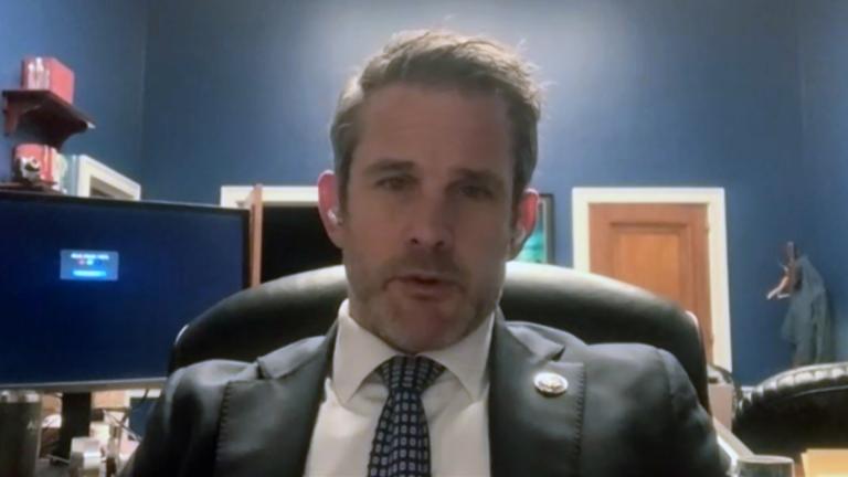 U.S. Rep. Adam Kinzinger appears on “Chicago Tonight” via Zoom on Wednesday, Jan. 6, 2021. (WTTW News)