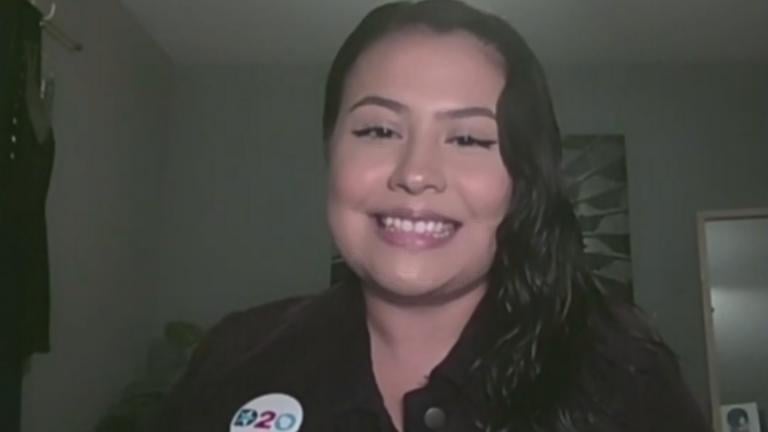 First-time delegate Krystal Garcia Centeno appears on “Chicago Tonight” via Zoom on Tuesday, Aug. 18, 2020. (WTTW News)
