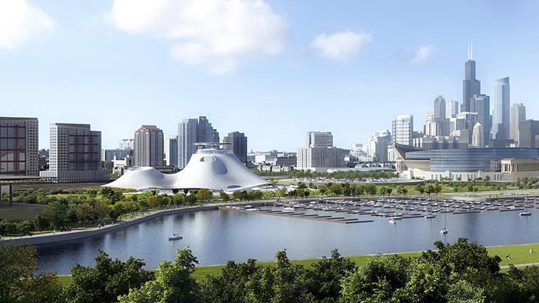 A rendering of the Lucas Museum. (Courtesy of Lucas Museum of Narrative Art)