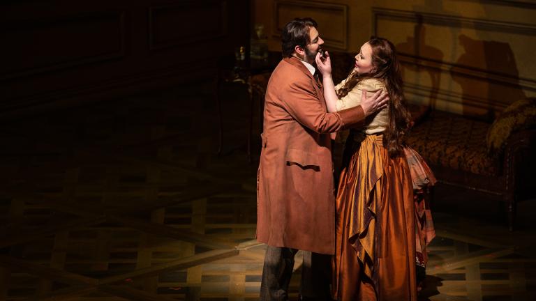 Giorgio Berrugi and Albina Shagimuratova in “La Traviata” at Lyric Opera of Chicago. (Credit: Lyric Opera of Chicago)