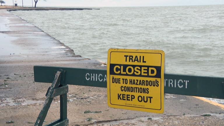 In this file photo, high waves create hazardous conditions along Lake Michigan. (WTTW News)