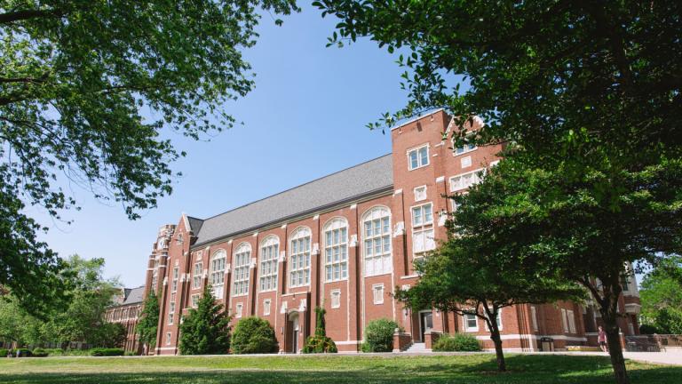 Lane Technical College Prep High School in Chicago is pictured on June 16, 2025. (Michael Izquierdo / WTTW News)