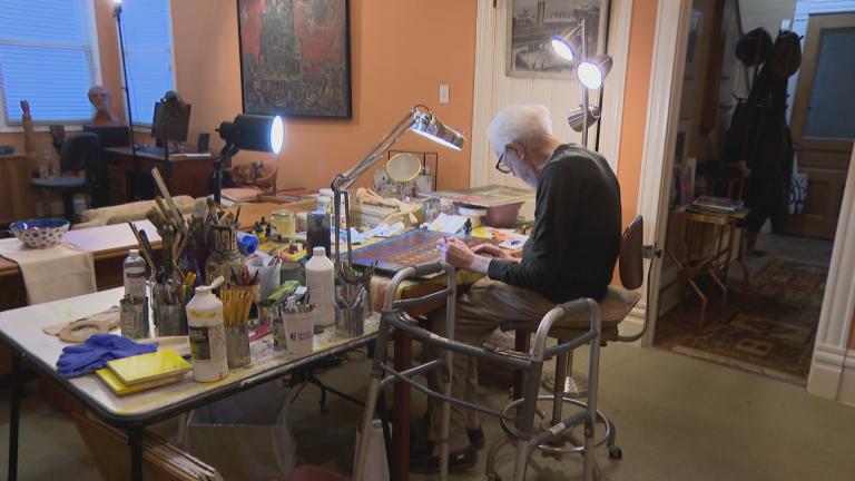 Leo Segedin, 95, discusses his upcoming exhibition of self-portraits. (WTTW News)