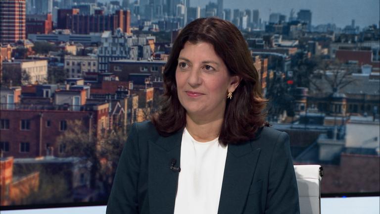 Leslie Vinjamuri, the new president and CEO of the Chicago Council on Global Affairs, joins “Chicago Tonight” on Aug. 19, 2025. (WTTW News)